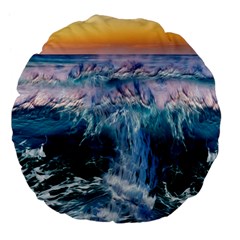 Sea-waves-ocean-water-beach-surf Large 18  Premium Flano Round Cushions by Cowasu