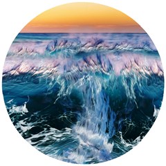 Sea-waves-ocean-water-beach-surf Wooden Puzzle Round by Cowasu