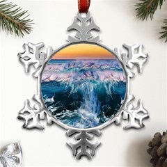 Sea-waves-ocean-water-beach-surf Metal Small Snowflake Ornament