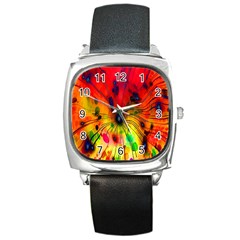 Color-background-structure-lines Square Metal Watch by Cowasu