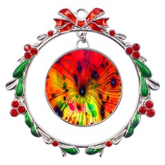 Color-background-structure-lines Metal X mas Wreath Ribbon Ornament