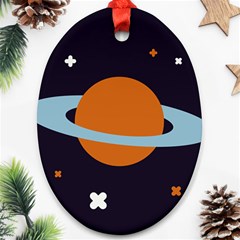 Planet-orbit-universe-star-galaxy Oval Ornament (two Sides)