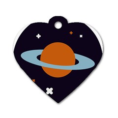 Planet-orbit-universe-star-galaxy Dog Tag Heart (one Side) by Cowasu