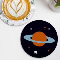 Planet-orbit-universe-star-galaxy Uv Print Round Tile Coaster by Cowasu