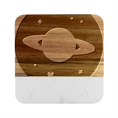 Planet-orbit-universe-star-galaxy Marble Wood Coaster (square)