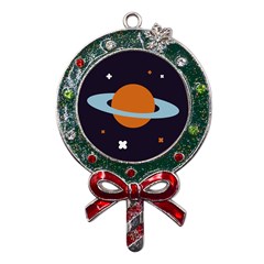 Planet-orbit-universe-star-galaxy Metal X mas Lollipop With Crystal Ornament