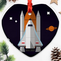 Rocket-space-universe-spaceship Ornament (heart)