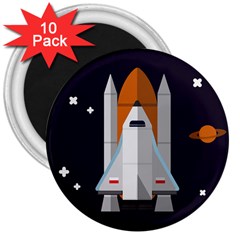 Rocket-space-universe-spaceship 3  Magnets (10 Pack)  by Cowasu