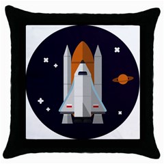 Rocket-space-universe-spaceship Throw Pillow Case (black) by Cowasu