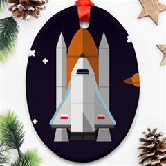 Rocket-space-universe-spaceship Oval Ornament (two Sides)