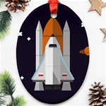 Rocket-space-universe-spaceship Oval Ornament (Two Sides) Back