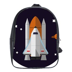 Rocket-space-universe-spaceship School Bag (large) by Cowasu