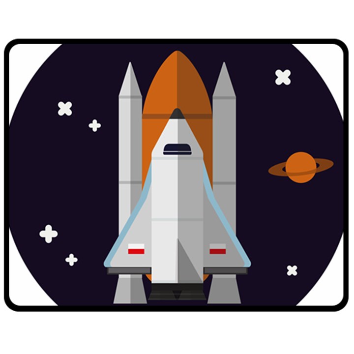 Rocket-space-universe-spaceship Fleece Blanket (Medium)