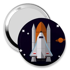 Rocket-space-universe-spaceship 3  Handbag Mirrors by Cowasu