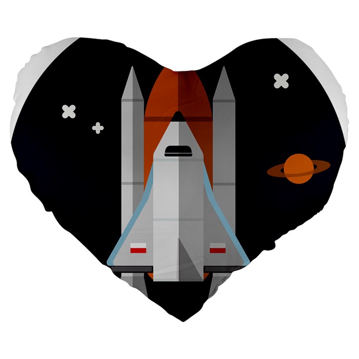 Rocket-space-universe-spaceship Large 19  Premium Heart Shape Cushions