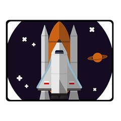 Rocket-space-universe-spaceship Two Sides Fleece Blanket (small) by Cowasu