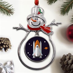 Rocket-space-universe-spaceship Metal Snowman Ornament