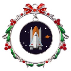 Rocket-space-universe-spaceship Metal X mas Wreath Ribbon Ornament