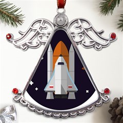 Rocket-space-universe-spaceship Metal Angel With Crystal Ornament