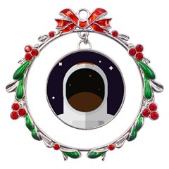 Astronaut-space-astronomy-universe Metal X mas Wreath Ribbon Ornament