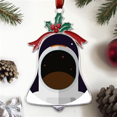 Astronaut-space-astronomy-universe Metal Holly Leaf Bell Ornament