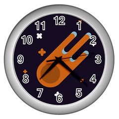 Meteor-meteorite-space-comet Wall Clock (silver) by Cowasu