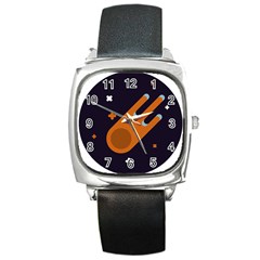 Meteor-meteorite-space-comet Square Metal Watch by Cowasu