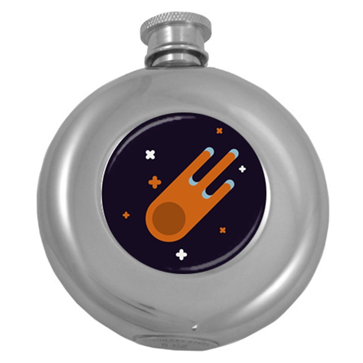 Meteor-meteorite-space-comet Round Hip Flask (5 oz)