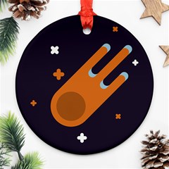 Meteor-meteorite-space-comet Round Ornament (two Sides) by Cowasu