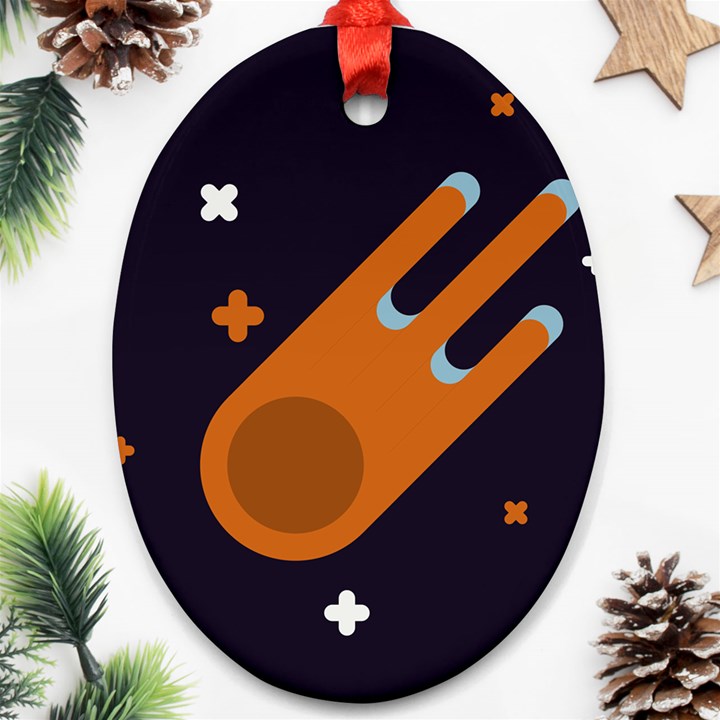 Meteor-meteorite-space-comet Oval Ornament (Two Sides)