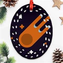 Meteor-meteorite-space-comet Ornament (oval Filigree) by Cowasu