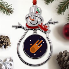 Meteor-meteorite-space-comet Metal Snowman Ornament by Cowasu