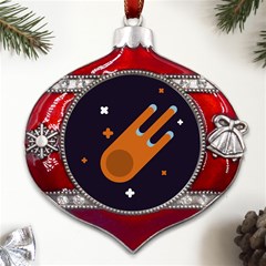 Meteor-meteorite-space-comet Metal Snowflake And Bell Red Ornament by Cowasu