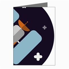 Satellite-machine-space-dark Greeting Cards (pkg Of 8) by Cowasu