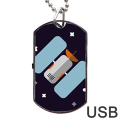 Satellite-machine-space-dark Dog Tag Usb Flash (one Side) by Cowasu