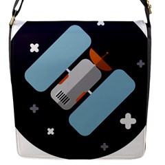 Satellite-machine-space-dark Flap Closure Messenger Bag (s) by Cowasu