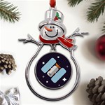 Satellite-machine-space-dark Metal Snowman Ornament Front