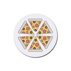 Pizza-slice-food-italian Rubber Coaster (round) by Sarkoni