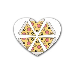 Pizza-slice-food-italian Rubber Heart Coaster (4 Pack) by Sarkoni