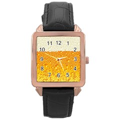 Bubble-beer Rose Gold Leather Watch  by Sarkoni