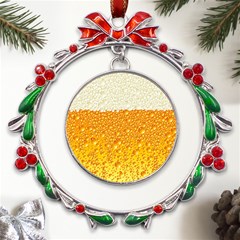 Bubble-beer Metal X mas Wreath Ribbon Ornament by Sarkoni