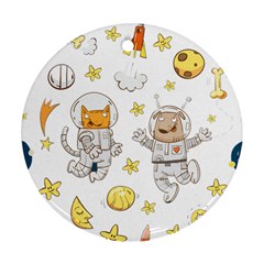 Astronaut-dog-cat-clip-art-kitten Round Ornament (two Sides) by Sarkoni