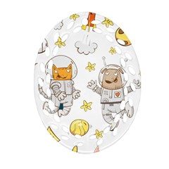 Astronaut-dog-cat-clip-art-kitten Oval Filigree Ornament (two Sides)