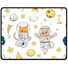 Astronaut-dog-cat-clip-art-kitten Two Sides Fleece Blanket (medium) by Sarkoni