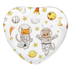 Astronaut-dog-cat-clip-art-kitten Heart Glass Fridge Magnet (4 Pack)