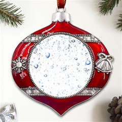 Blue Oxygen-bubbles-in-the-water Metal Snowflake And Bell Red Ornament