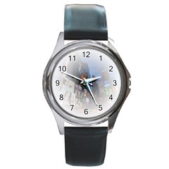 New York City Round Metal Watch by Sarkoni