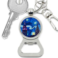 Starry Night In New York Van Gogh Manhattan Chrysler Building And Empire State Building Bottle Opener Key Chain by Sarkoni