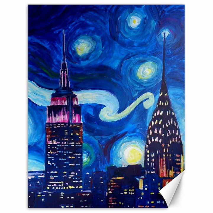 Starry Night In New York Van Gogh Manhattan Chrysler Building And Empire State Building Canvas 18  x 24 