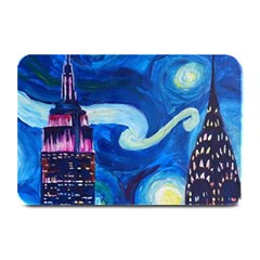 Starry Night In New York Van Gogh Manhattan Chrysler Building And Empire State Building Plate Mats by Sarkoni